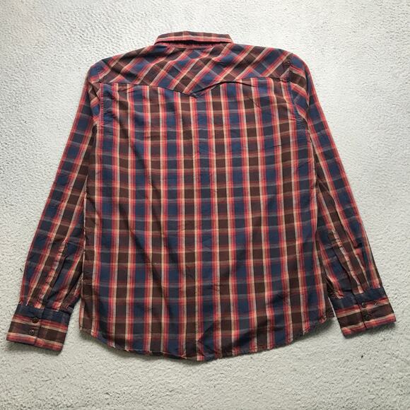 Levis Strauss & Co. Button Up Shirt Mens Large L Pockets Plaid Maroon Red Blue - Picture 5 of 10